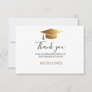 Graduate gold tassel cap elegant thank you card