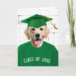 Graduate Golden Retriever Green T-shirt Card