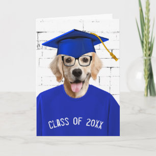 Graduate Golden Retriever with Blue Cap Card