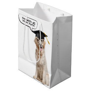 Graduate Golden Retriever with Glasses Medium Gift Bag