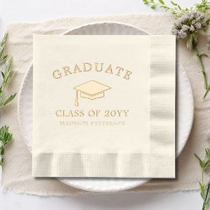 Graduate Grad Cap Personalised Graduation Class Of Foil Napkins