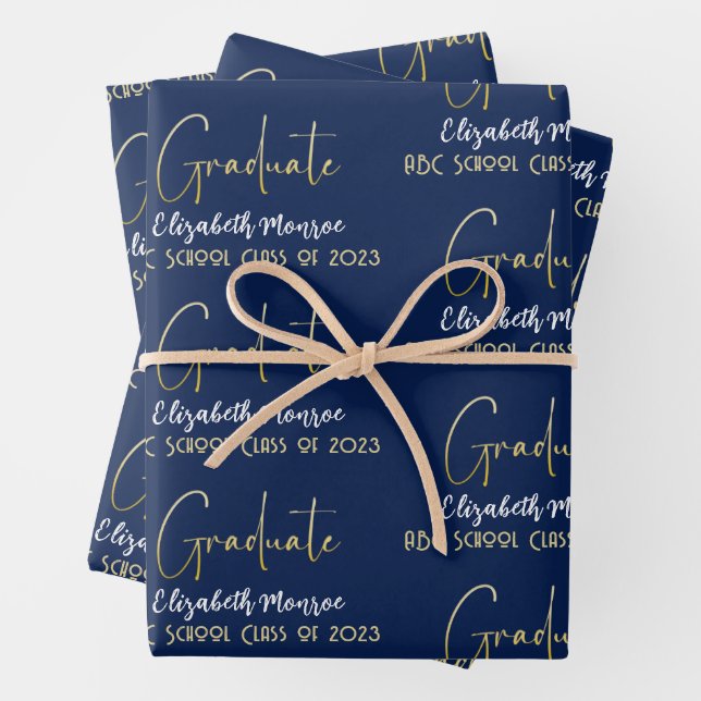 Graduate Grad Gold Calligraphy Script Modern Wrapping Paper Sheet (In situ)