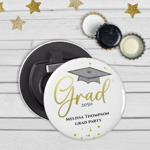 Graduate Grad Gold Graduation Script Party  Bottle Opener