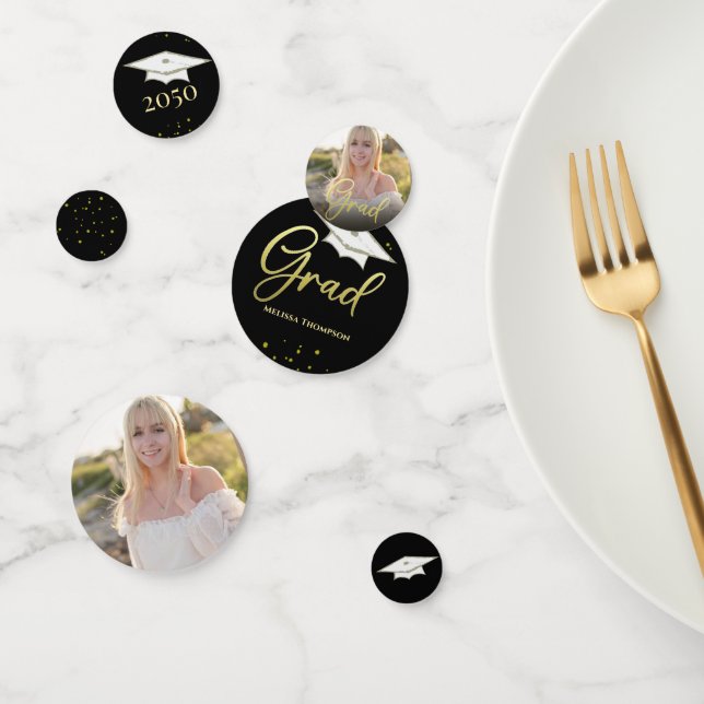 Graduate Grad Typography Graduation Photo Simple Confetti (Group)