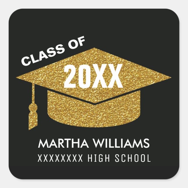 Graduate / graduation academic class of, for her  square sticker (Front)