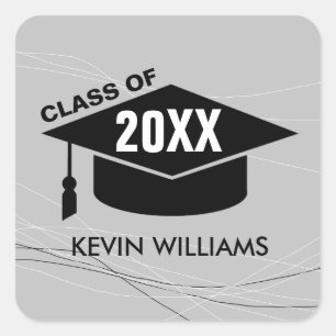 graduate / graduation academic class of, modern square sticker