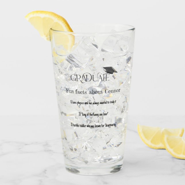 Graduate Graduation Cap Fun Facts Glass (Front Ice)