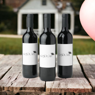 Graduate Graduation Cap Wine Label