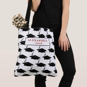 Graduate Graduation Class Cap Pattern Personalise Tote Bag