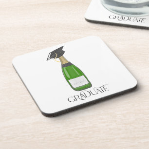 Graduate Graduation Grad Cap Champagne Coaster