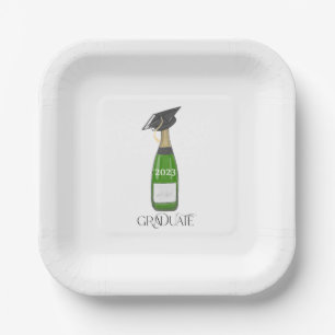 Graduate Graduation Grad Cap Champagne Custom Paper Plate