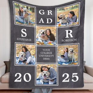 Graduate Graduation Keepsake Unique Photo Collage Fleece Blanket