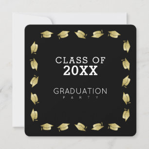 graduate / graduation party black invitation