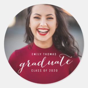 Graduate Graduation Photo Class of 2020 Classic Round Sticker
