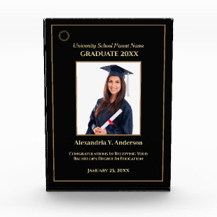 Graduate Graduation Photo Gold Logo Modern Award Block