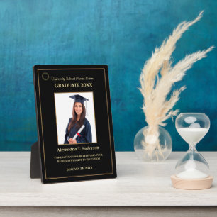 Graduate Graduation Photo Gold Logo Modern Award  Plaque