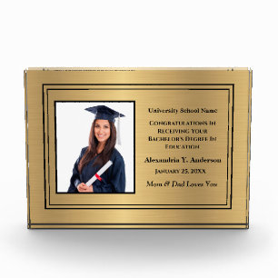 Graduate Graduation School Gold Award Personalise  Photo Block