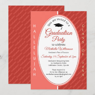 Graduate HALLELUJAH Custom Coral Graduation Invitation