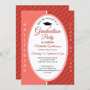 Graduate HALLELUJAH Custom Coral Graduation Invitation