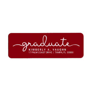 Graduate Hand Lettered Script DIY School Colours Return Address Label