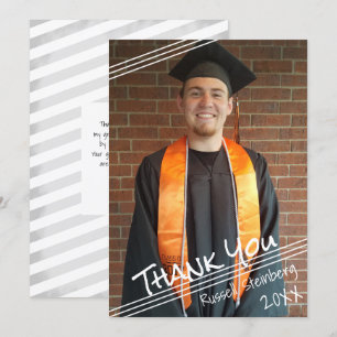 Graduate Hand Lettered Thank You   One Photo Card