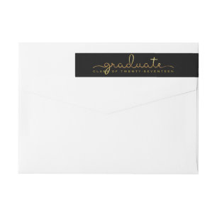 Graduate Handwritten Gold Shimmer Script Wrap Wrap Around Label