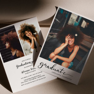 Graduate Handwritten Script Modern Photo Invitation
