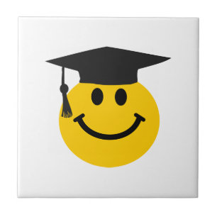 Graduate happy face with graduation hat ceramic tile