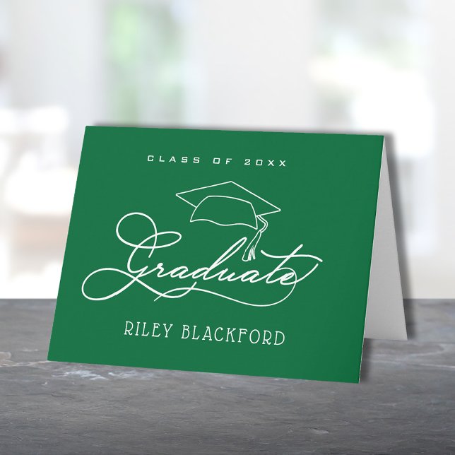 Graduate Hat Dark Green Note Card (Creator Uploaded)