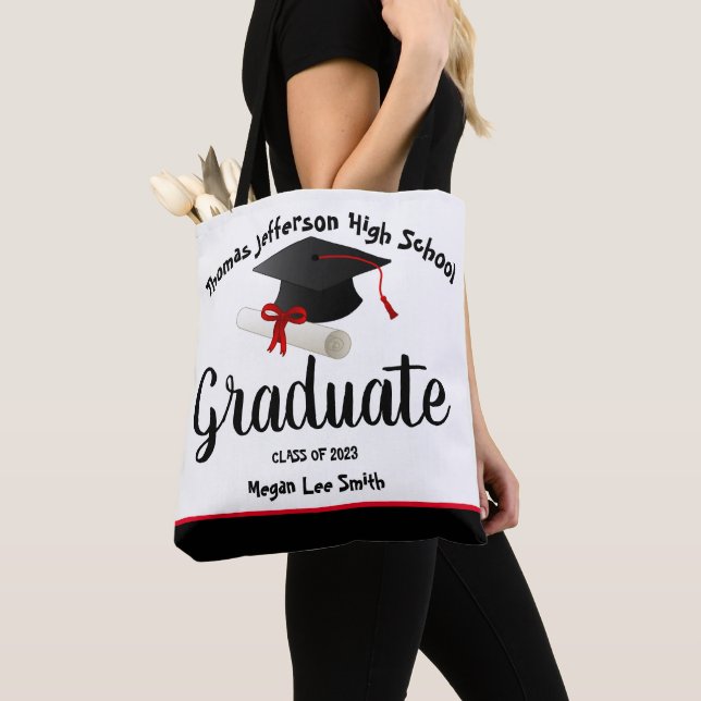 Graduate Hat Tassel & Scroll  Tote Bag (Close Up)