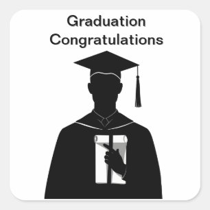 Graduate Holding Diploma Square Sticker