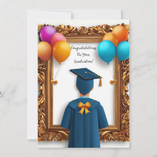 Graduate in Academic Robe Seen From Behind Invitation