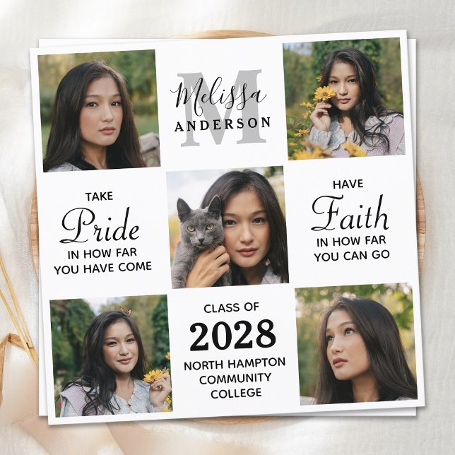 Graduate Inspirational 5 Photo Collage Graduation Announcement (Creator Uploaded)