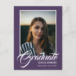 Graduate Invitation Modern Editable Photo Mauve Postcard