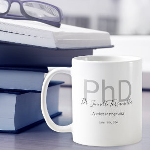 Graduate Keepsake Black Gray Name PhD Graduation Coffee Mug