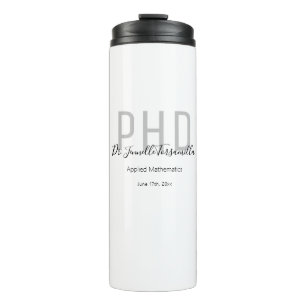 Graduate Keepsake Black Grey Name Degree PhD Thermal Tumbler