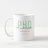 Graduate Keepsake Green Grey Name Degree PhD