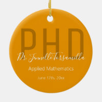 Graduate Keepsake Orange White Name Degree PhD