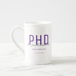 Graduate Keepsake Purple Name Degree PhD Bone China Mug