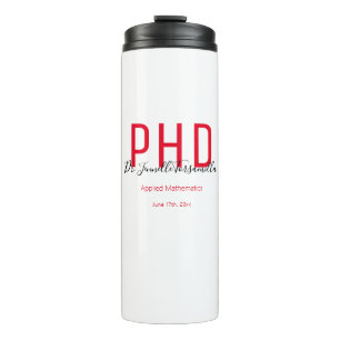 Graduate Keepsake Red Black Name Degree PhD Thermal Tumbler