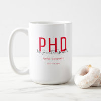 Graduate Keepsake Red Black Name PhD