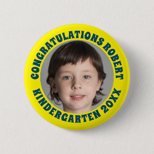 Graduate Kindergarten Congratulations Photo 6 Cm Round Badge