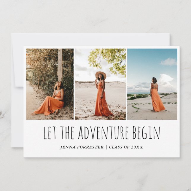 Graduate | Let The Adventure Begin | Script Simple Invitation (Front)