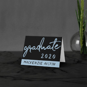 Graduate Light Blue Script Robin Egg Brush Thank You Card