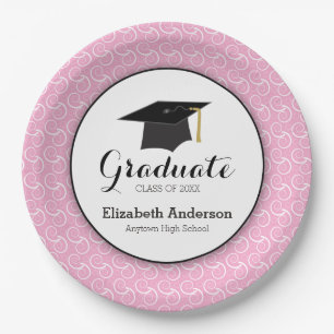 Graduate Light Pink Graduation Party Paper Plate