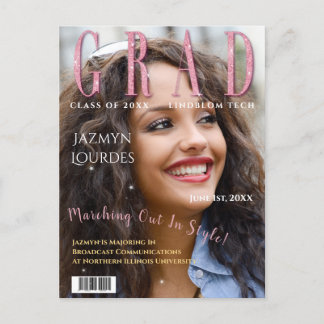 Graduate Magazine Cover Photo Graduation Announce Postcard