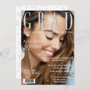 Graduate Magazine Cover Photo Graduation Party Inv Invitation