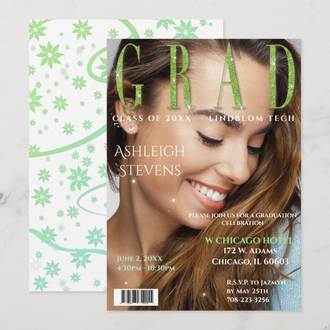 Graduate Magazine Cover Photo Graduation Party Invitation (Front/Back)