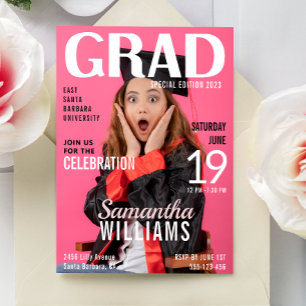 Graduate Magazine Cover Photo Graduation Party  Invitation