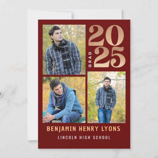 Graduate Maroon Class of 2025 Printable Invitation (Front)